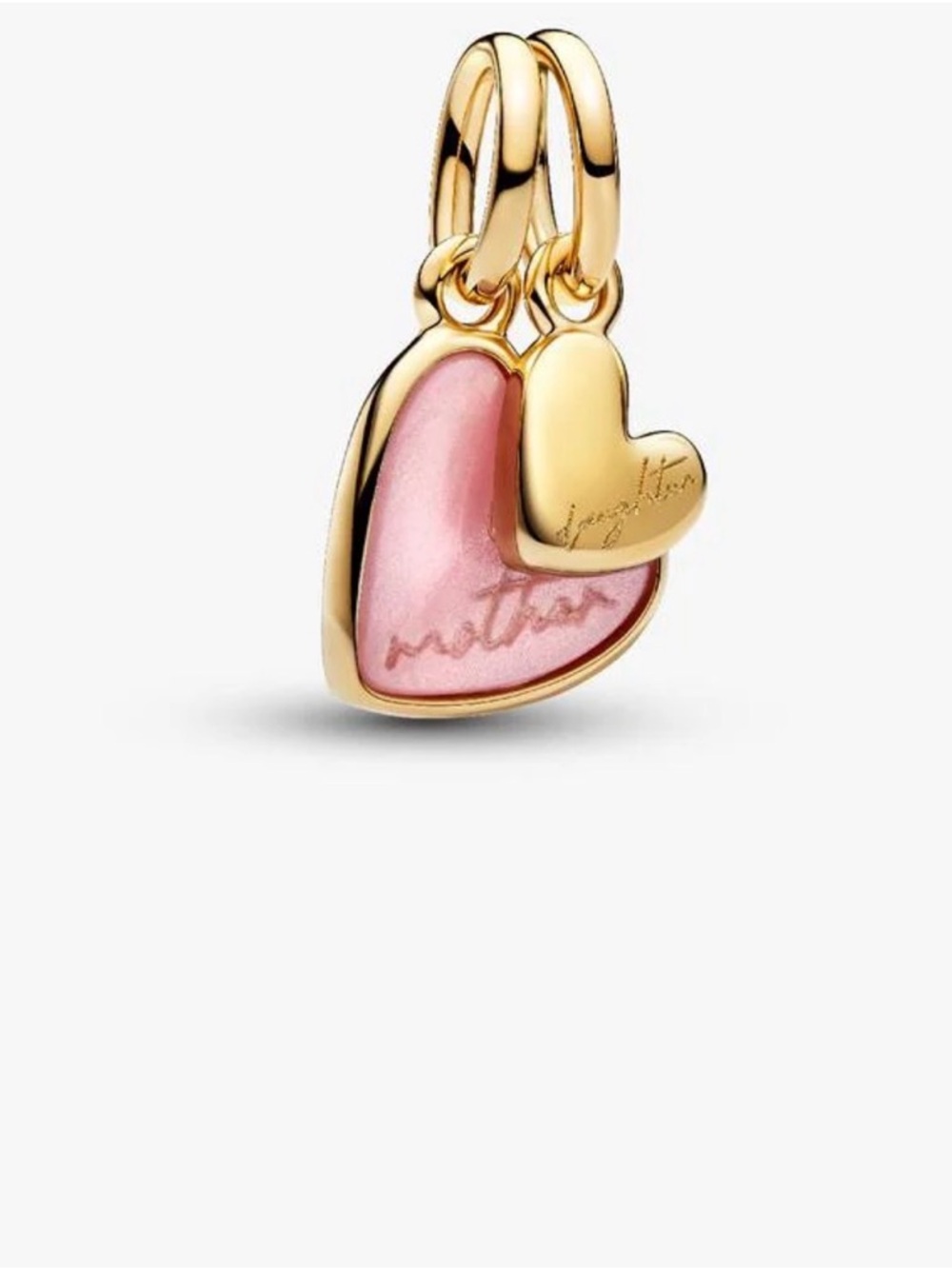 Pandora 14k Gold Double Mother Daughter Heart Charm